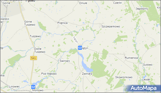 mapa Łążyn gmina Lubawa, Łążyn gmina Lubawa na mapie Targeo