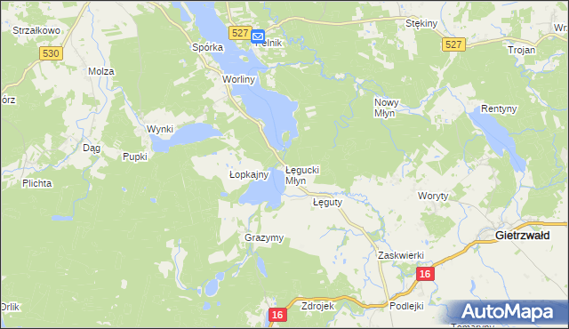 mapa Łęgucki Młyn, Łęgucki Młyn na mapie Targeo