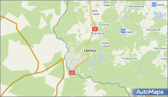 mapa Łęknica powiat żarski, Łęknica powiat żarski na mapie Targeo