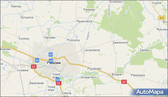 mapa Lenartowice gmina Pleszew, Lenartowice gmina Pleszew na mapie Targeo