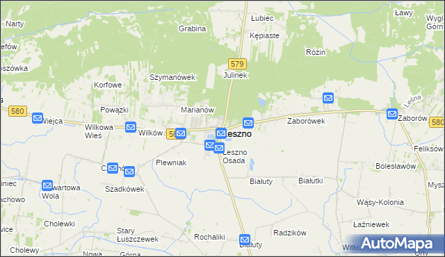 mapa Leszno powiat warszawski zachodni, Leszno powiat warszawski zachodni na mapie Targeo