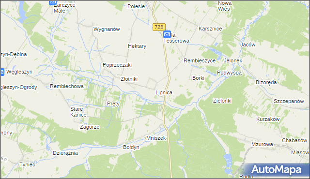 mapa Lipnica gmina Małogoszcz, Lipnica gmina Małogoszcz na mapie Targeo