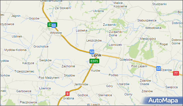 mapa Lipnik powiat opatowski, Lipnik powiat opatowski na mapie Targeo