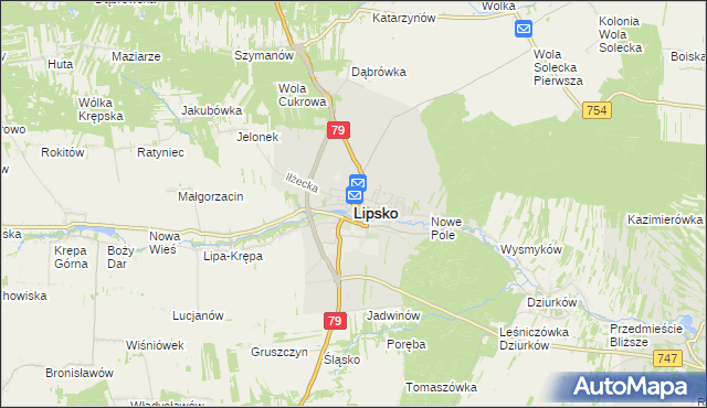 mapa Lipsko, Lipsko na mapie Targeo