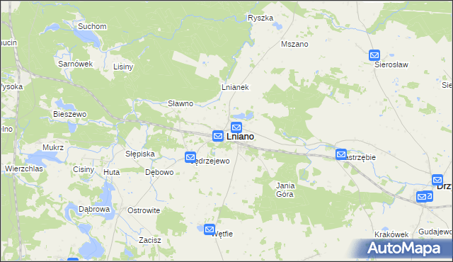 mapa Lniano, Lniano na mapie Targeo