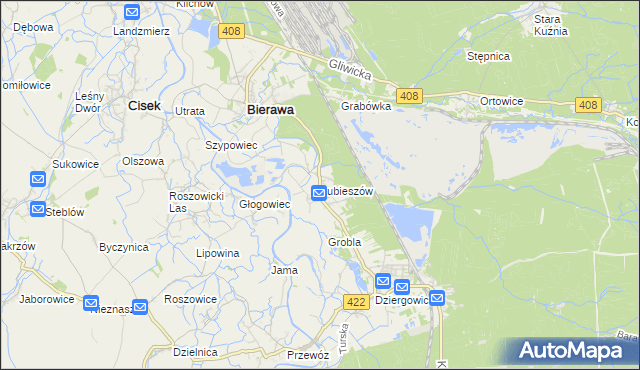 mapa Lubieszów gmina Bierawa, Lubieszów gmina Bierawa na mapie Targeo