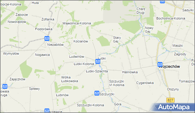 mapa Łubki gmina Wojciechów, Łubki gmina Wojciechów na mapie Targeo