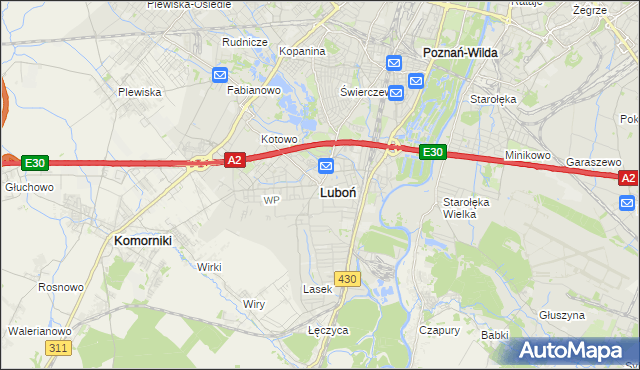 mapa Luboń powiat poznański, Luboń powiat poznański na mapie Targeo