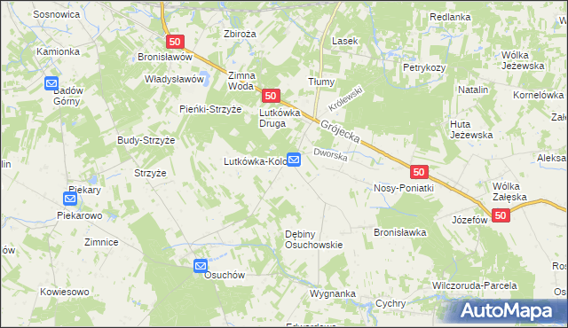 mapa Lutkówka gmina Mszczonów, Lutkówka gmina Mszczonów na mapie Targeo