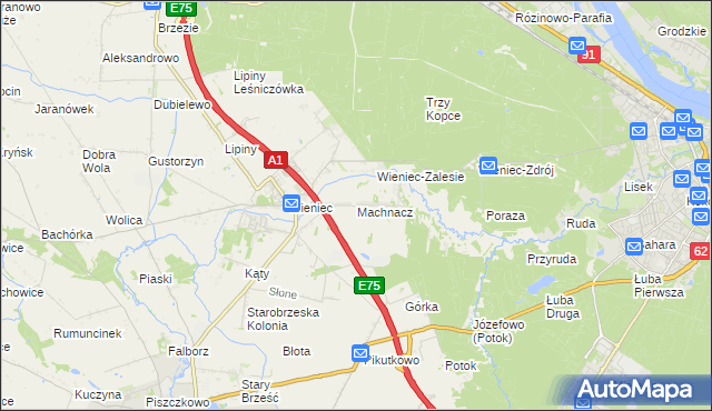 mapa Machnacz gmina Brześć Kujawski, Machnacz gmina Brześć Kujawski na mapie Targeo