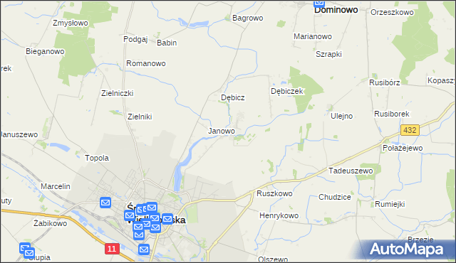 mapa Mączniki gmina Środa Wielkopolska, Mączniki gmina Środa Wielkopolska na mapie Targeo