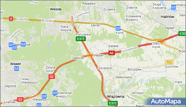 mapa Majdan gmina Wiązowna, Majdan gmina Wiązowna na mapie Targeo