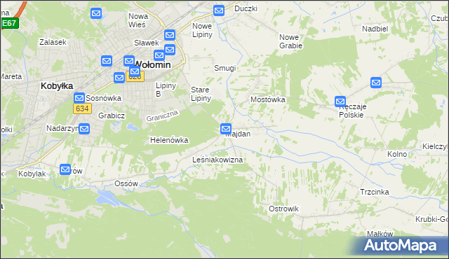 mapa Majdan gmina Wołomin, Majdan gmina Wołomin na mapie Targeo