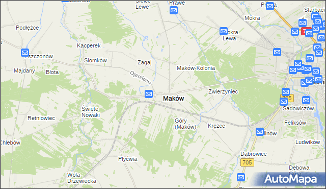 mapa Maków powiat skierniewicki, Maków powiat skierniewicki na mapie Targeo