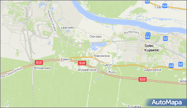mapa Makowiska gmina Solec Kujawski, Makowiska gmina Solec Kujawski na mapie Targeo
