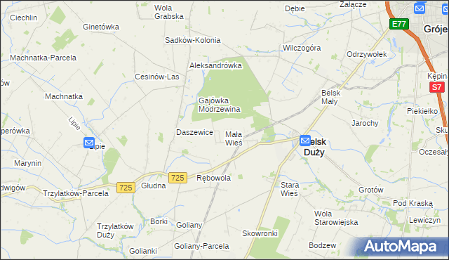 mapa Mała Wieś gmina Belsk Duży, Mała Wieś gmina Belsk Duży na mapie Targeo