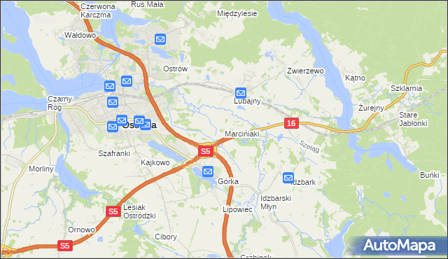 mapa Marciniaki, Marciniaki na mapie Targeo