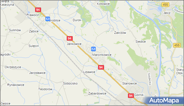 mapa Marcinkowice gmina Oława, Marcinkowice gmina Oława na mapie Targeo