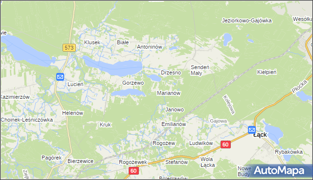 mapa Marianów gmina Gostynin, Marianów gmina Gostynin na mapie Targeo