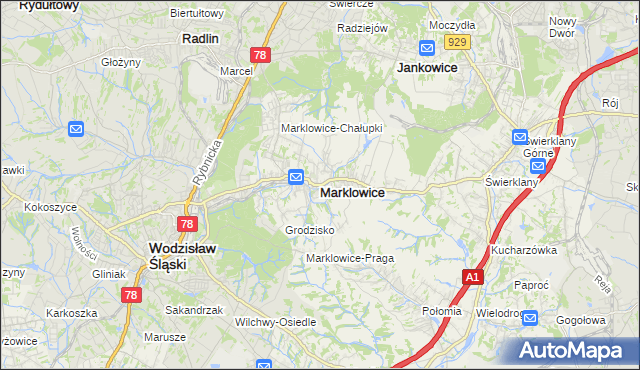 mapa Marklowice, Marklowice na mapie Targeo