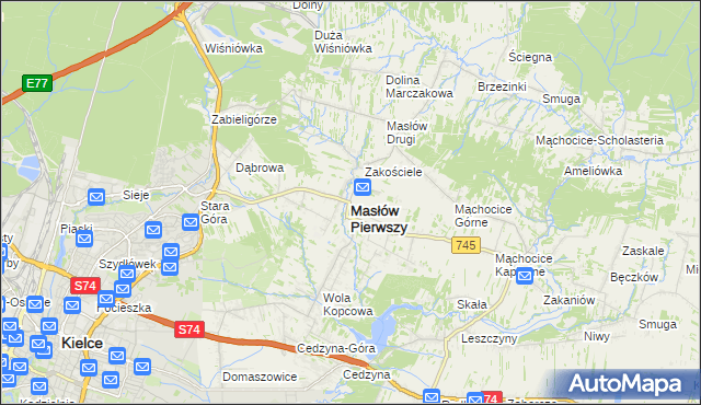 mapa Masłów Pierwszy, Masłów Pierwszy na mapie Targeo