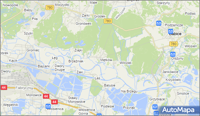 mapa Mętków, Mętków na mapie Targeo