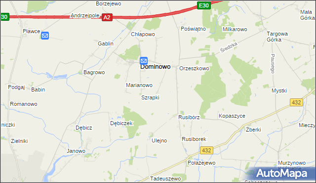 mapa Michałowo gmina Dominowo, Michałowo gmina Dominowo na mapie Targeo