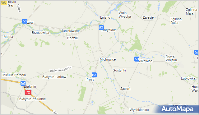 mapa Michowice gmina Głuchów, Michowice gmina Głuchów na mapie Targeo