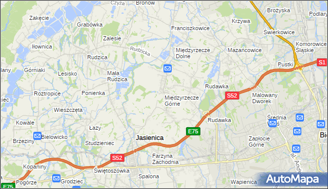 mapa Międzyrzecze Górne, Międzyrzecze Górne na mapie Targeo