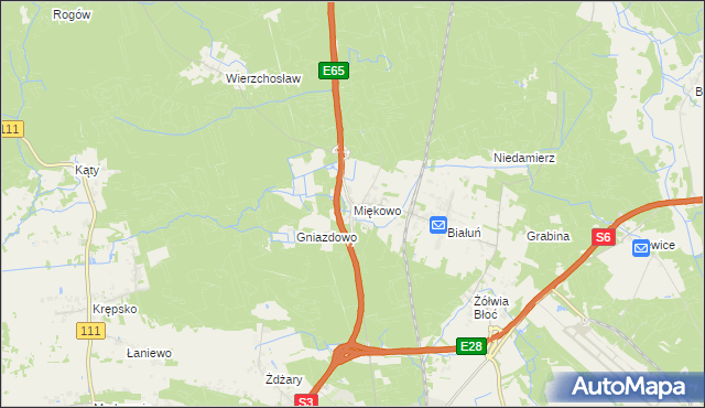 mapa Miękowo gmina Goleniów, Miękowo gmina Goleniów na mapie Targeo