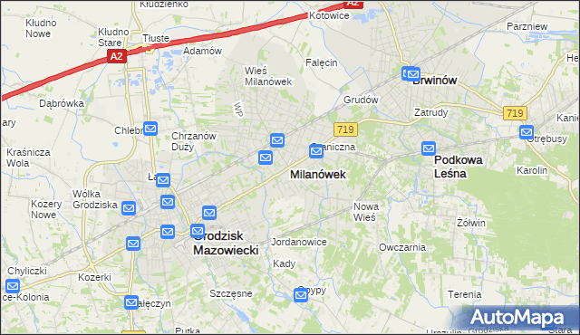 mapa Milanówek, Milanówek na mapie Targeo