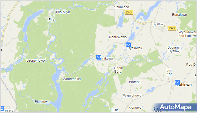 mapa Minikowo gmina Lubiewo, Minikowo gmina Lubiewo na mapie Targeo