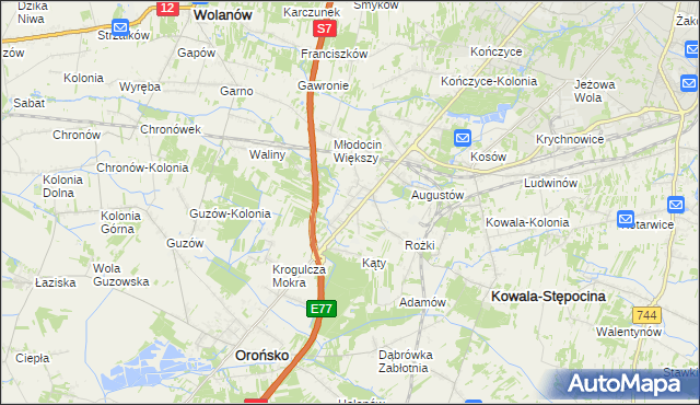 mapa Młodocin Mniejszy, Młodocin Mniejszy na mapie Targeo