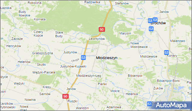 mapa Młodzieszyn, Młodzieszyn na mapie Targeo