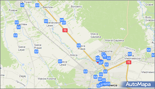 mapa Mokra Prawa, Mokra Prawa na mapie Targeo