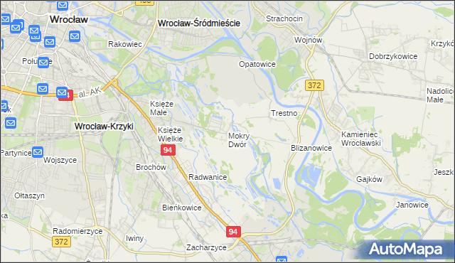 mapa Mokry Dwór gmina Siechnice, Mokry Dwór gmina Siechnice na mapie Targeo