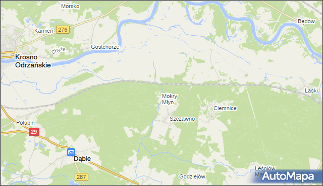 mapa Mokry Młyn, Mokry Młyn na mapie Targeo