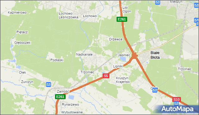 mapa Murowaniec gmina Białe Błota, Murowaniec gmina Białe Błota na mapie Targeo