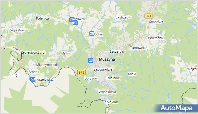 mapa Muszyna, Muszyna na mapie Targeo