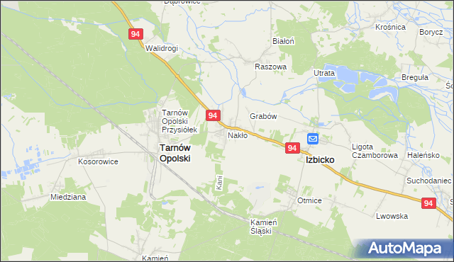 mapa Nakło gmina Tarnów Opolski, Nakło gmina Tarnów Opolski na mapie Targeo