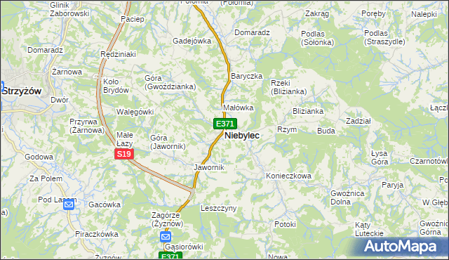 mapa Niebylec, Niebylec na mapie Targeo