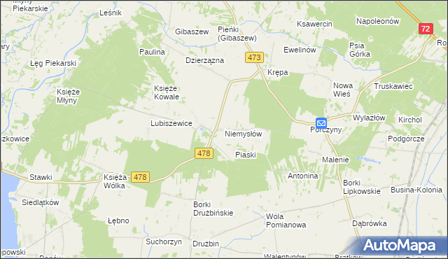 mapa Niemysłów, Niemysłów na mapie Targeo