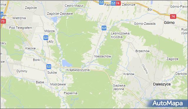 mapa Niestachów gmina Daleszyce, Niestachów gmina Daleszyce na mapie Targeo