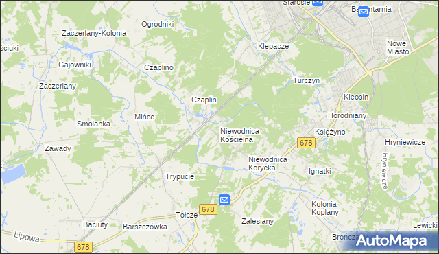 mapa Niewodnica Kościelna, Niewodnica Kościelna na mapie Targeo