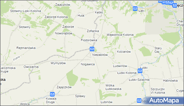 mapa Niezabitów, Niezabitów na mapie Targeo