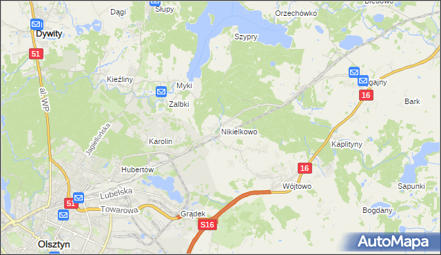 mapa Nikielkowo, Nikielkowo na mapie Targeo