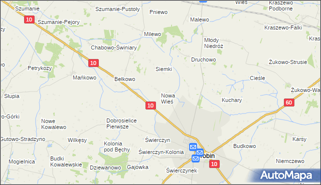 mapa Nowa Wieś gmina Drobin, Nowa Wieś gmina Drobin na mapie Targeo