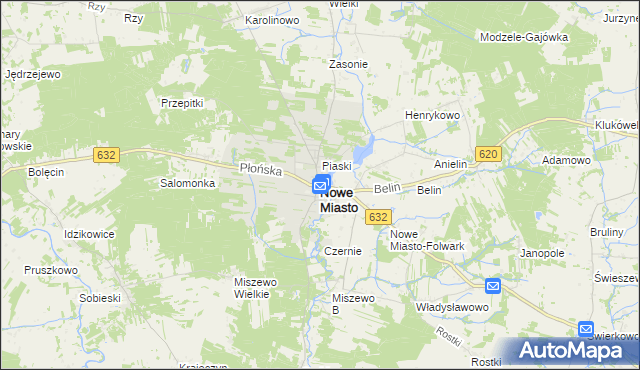 mapa Nowe Miasto powiat płoński, Nowe Miasto powiat płoński na mapie Targeo