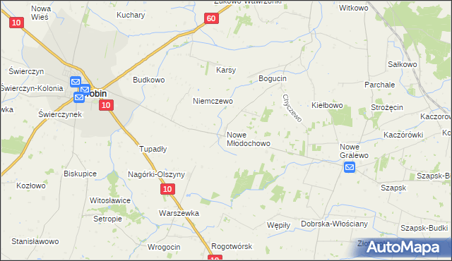 mapa Nowe Młodochowo, Nowe Młodochowo na mapie Targeo