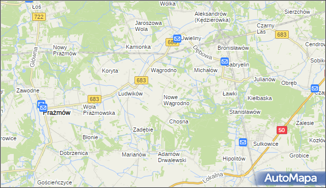 mapa Nowe Wągrodno, Nowe Wągrodno na mapie Targeo